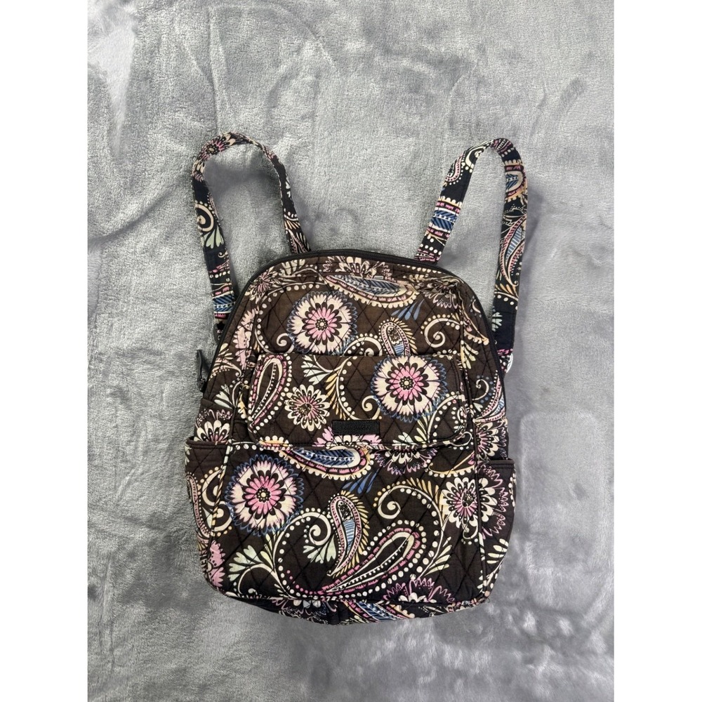 Vera Bradley Small Backpack Quilted S Multicolor Fabric Top Carry Handle Womens